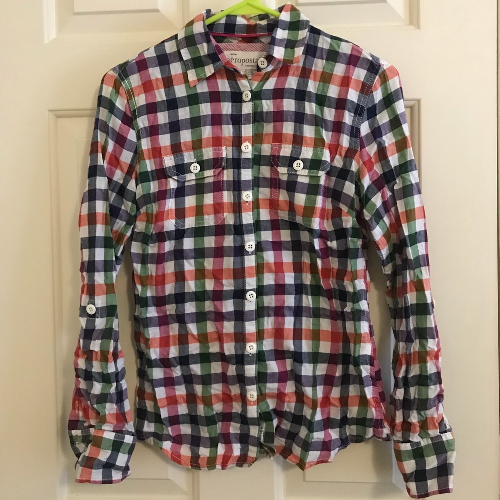 Plaid Button-Up Aeropostale